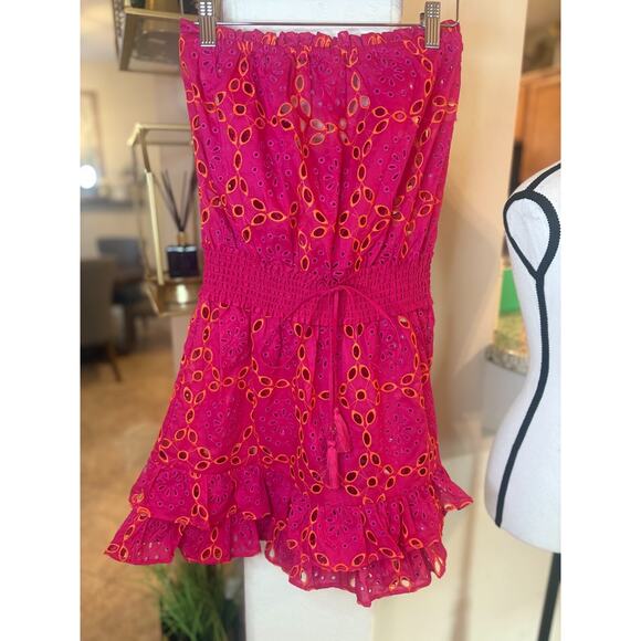 Milly Women's Pink Verity Strapless Eyelet Minidress Size M 6-10 NEW MSRP $399 - Picture 4 of 7